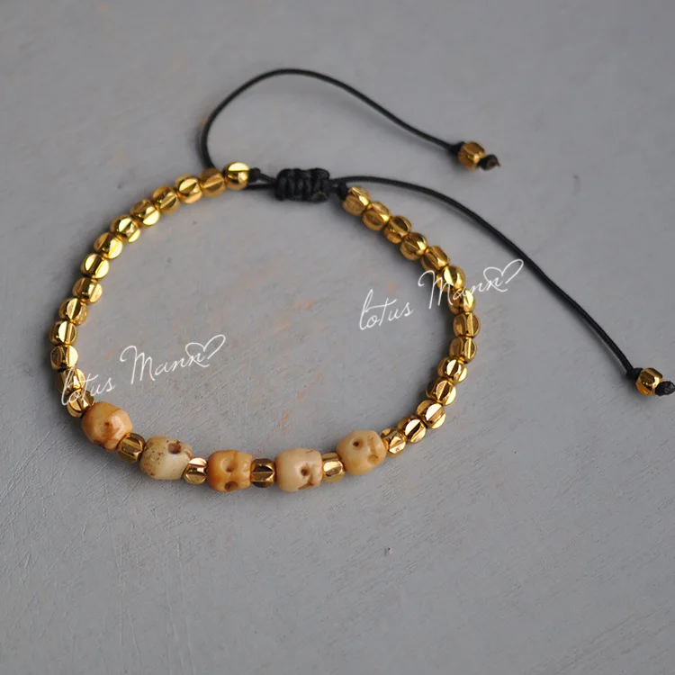 Lotus mann 24 k золотой череп небольшой серии браслет