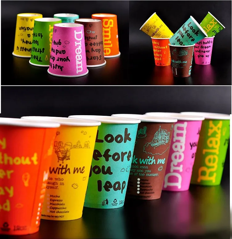 8 унций Разноцветные Одноразовые Бумажные кофейные чашки Цвет держатель чайной чашки вечерние поставки 100 шт./лот CK147