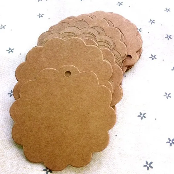 

3 color 2.4"*2.4" DIY Scrapbooking Flower Paper Kraft Blank Hang Tags Crafts Wedding Label Tag Price tag Decoration