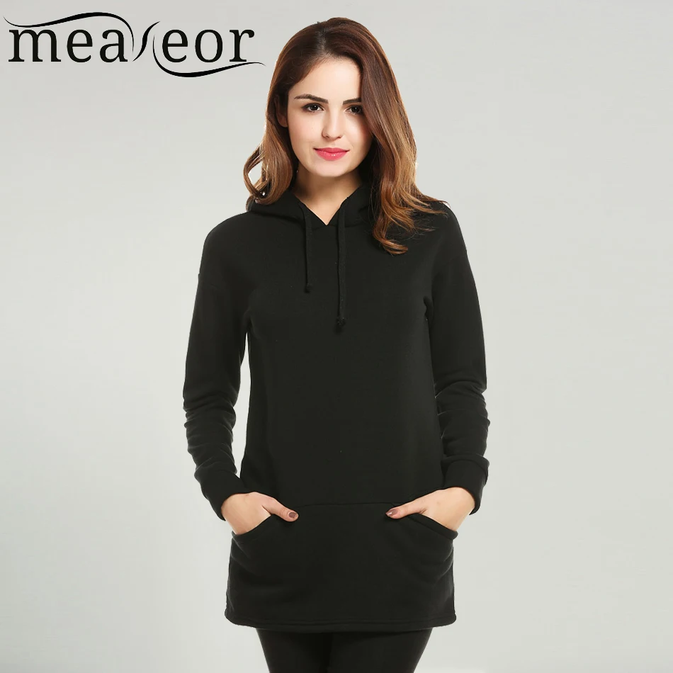 Meaneor Women Hooded Hoodie Spring Autumn Winter Long