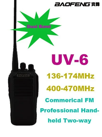 Baofeng UV-6 двухдиапазонный vhf: 136-174 мГц и UHF: 400-470 мГц радио комплект хорошее качество Baofeng UV6 портативных радиостанций 5 Вт рации