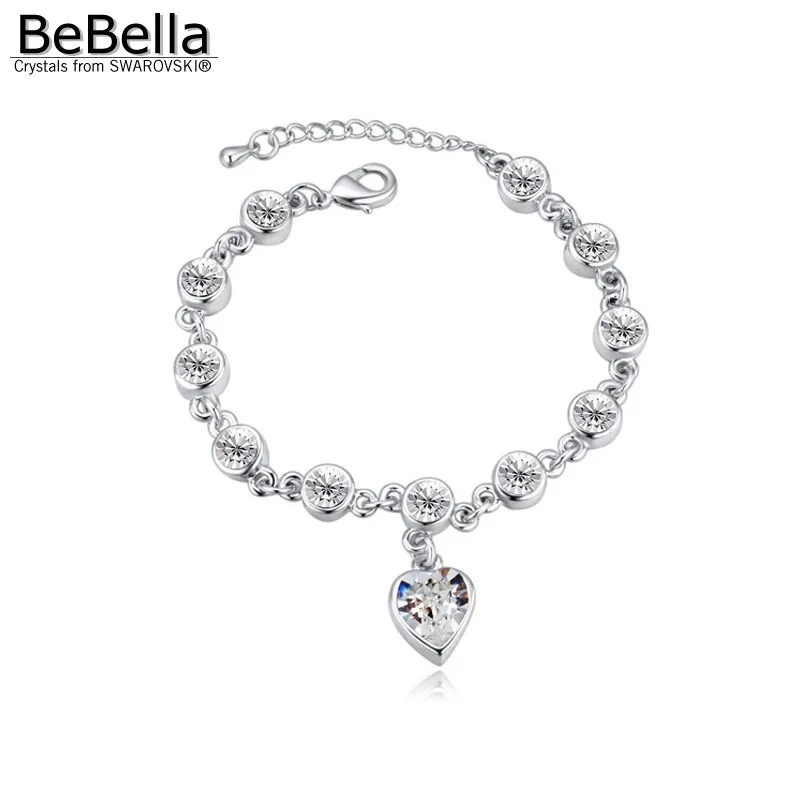 

BeBella heart crystal charm bracelet with Crystals from Swarovski for women girls OL daughter Mother fashion jewelry gift 2018