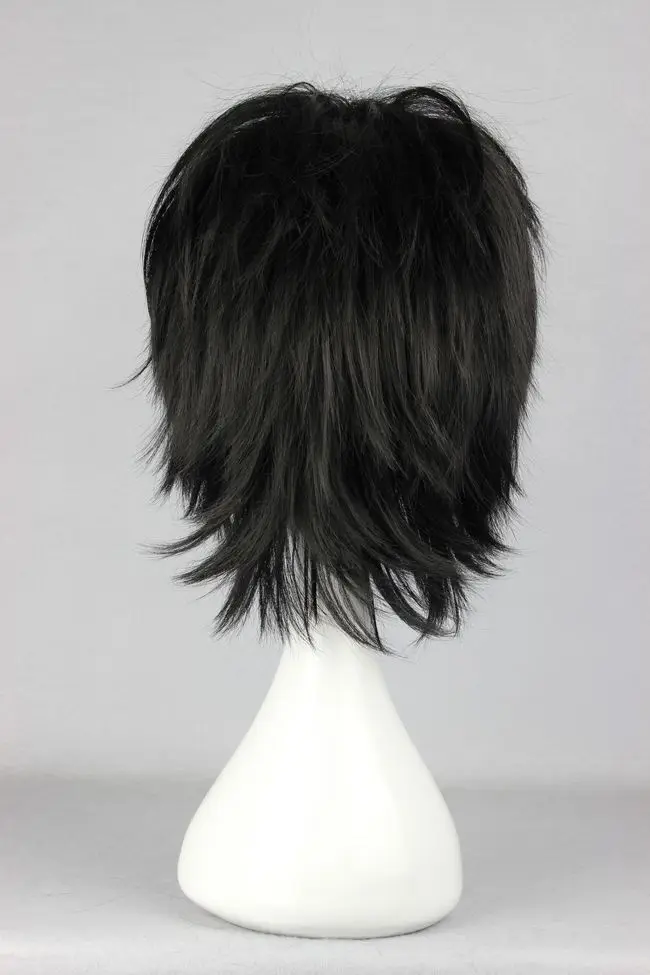MCOSER 32 см короткий черный и темно-синий цвет Синтетический Косплей Костюм парик Высокая температура волокна волос парик-027