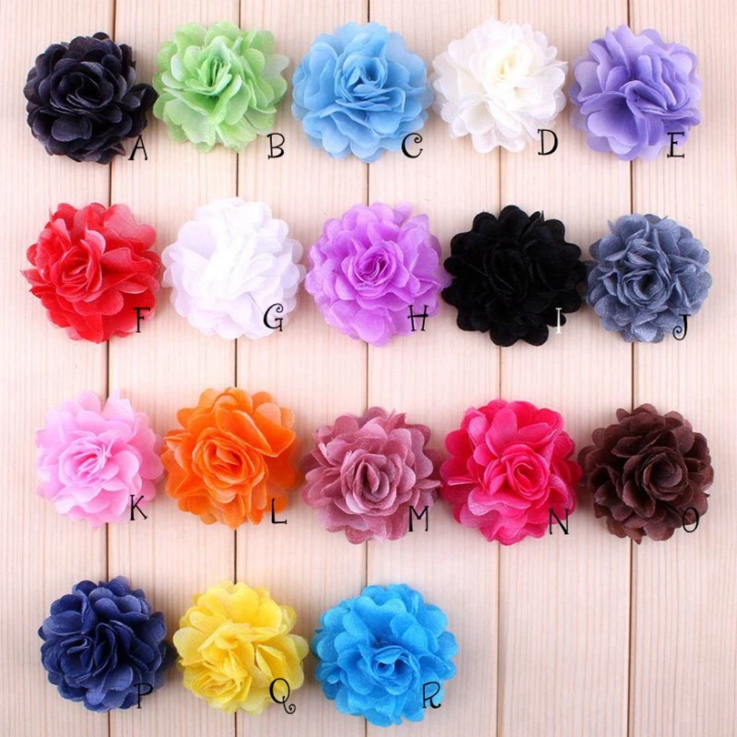 120pcs/lot 2.1" 18colors Hair Clips Chic Shaped Rose Hair Flower For Children Accessories Blossom Fabric Flowers For Headbands