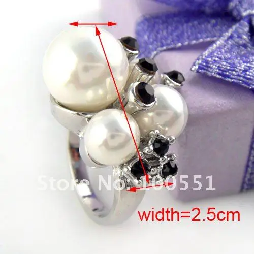 free shipping , 3pcs/lot,cocktail style faux pearl alloy rings , RN-408