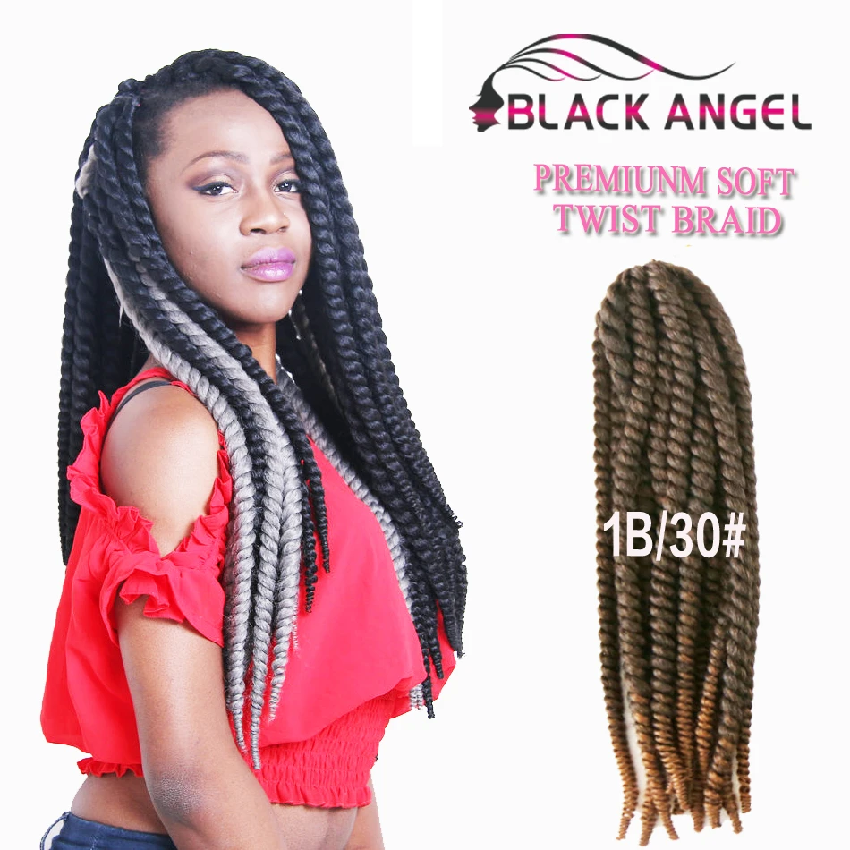 Havana Mambo Twist Braids 2X Senegalese 24Inch 120G/Pack Ombre Brown Blonde Wine Color Synthetic Crochet Braiding Hair |