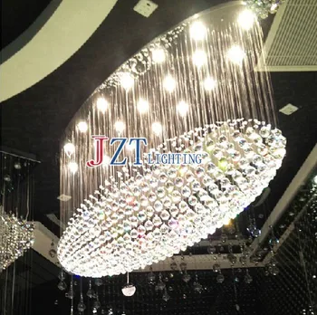 

M LED Oval Crystal Chandeliers Restaurant Lights Modern Luxury Hotel Villa Round Engineering Lights Size Can Be Customized