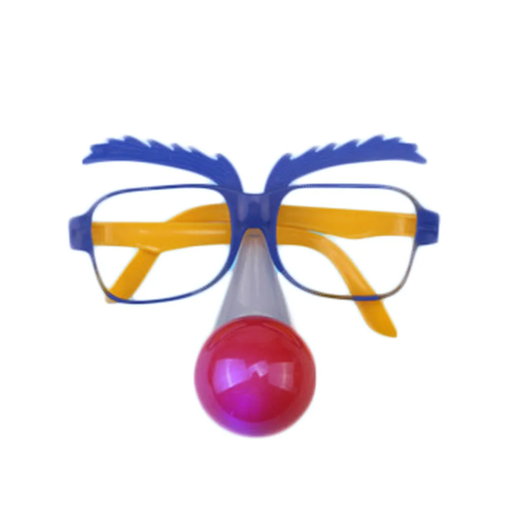 1Pc Funny Cheap Ball Round Frame Nose Whistle Mustache Clown glasses