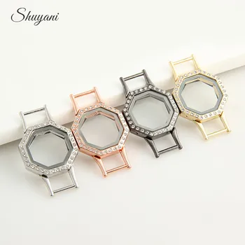 

10PCS!! New Arrival Rhinestone Living Memory Magnetic Glass Floating Locket Pendant for Bracelet Bangle Jewelry Making