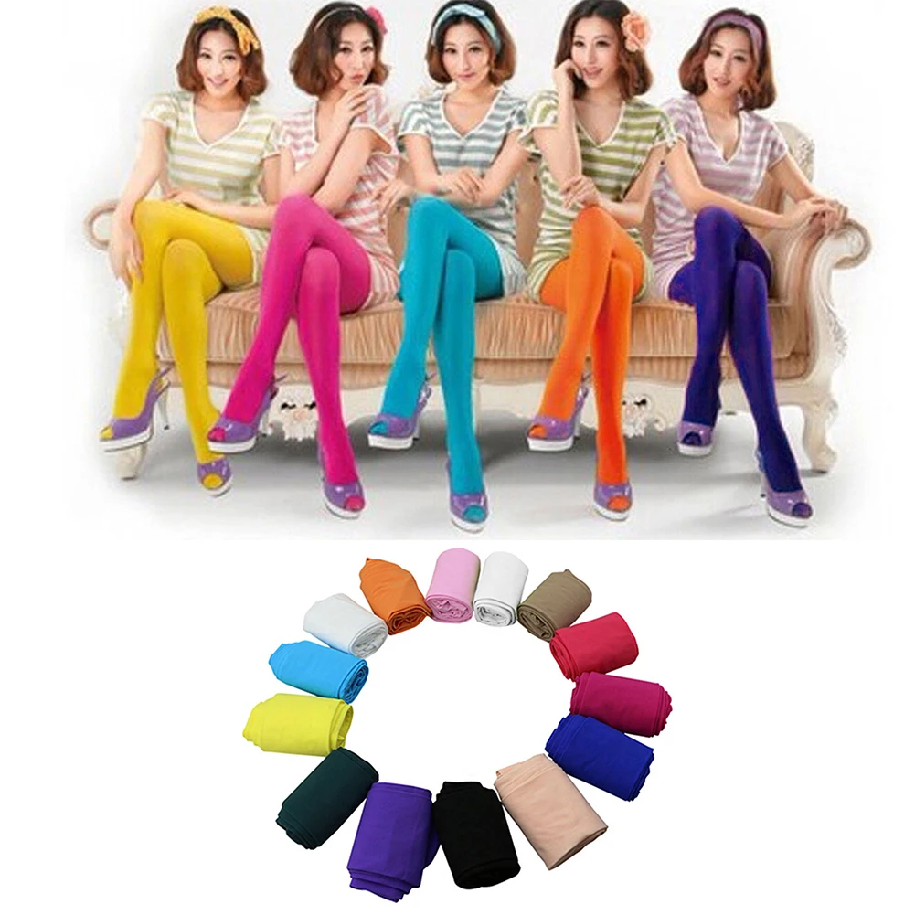 Aliexpress.com : Buy Fashion Candy Colors Opaque Footed Tights Slim ...