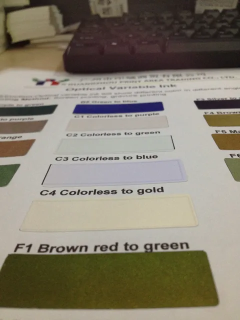color change another color ink optical variable silk screen printing