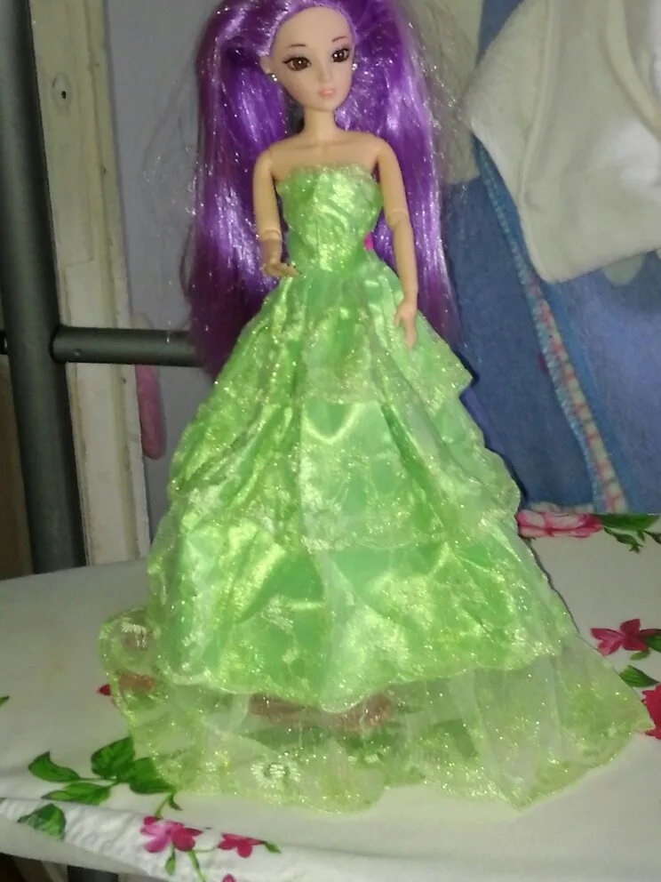 1 X Embroidery Green Wedding Gown Dress For s Dolls 27cm//10.63/" TEES