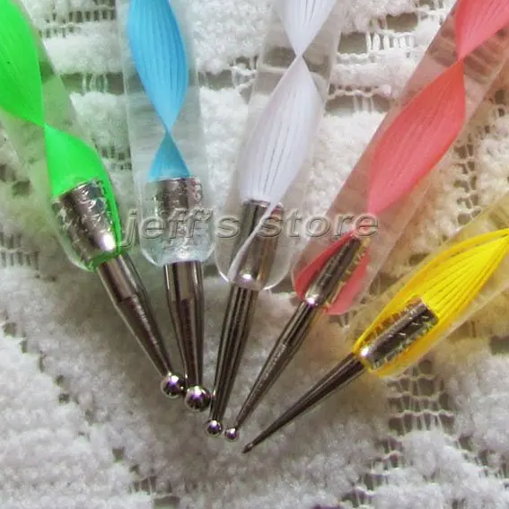 5 шт/лот ногтей искусство для точечного декора краски 2 способа dotting pen
