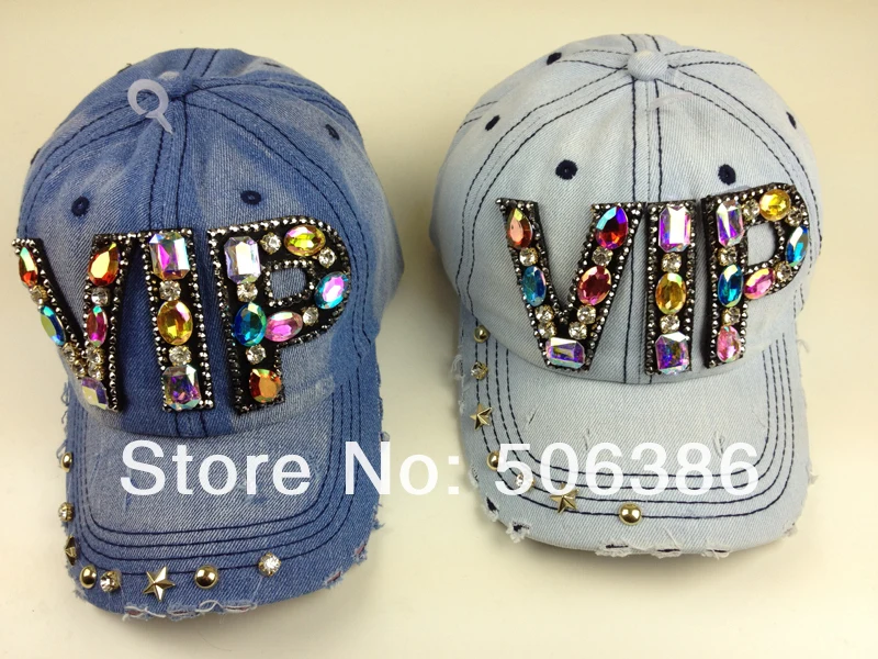 Модные джинсовые бейсболки, красочные стеклянные бусины VIP женские бейсболки, женская летняя шляпа от солнца