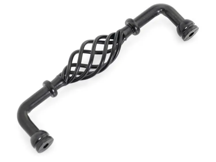 Iron  Birdcage Cabinet Pull Handle Matte Black Finish (C.C.:128mm,Length:145mm)