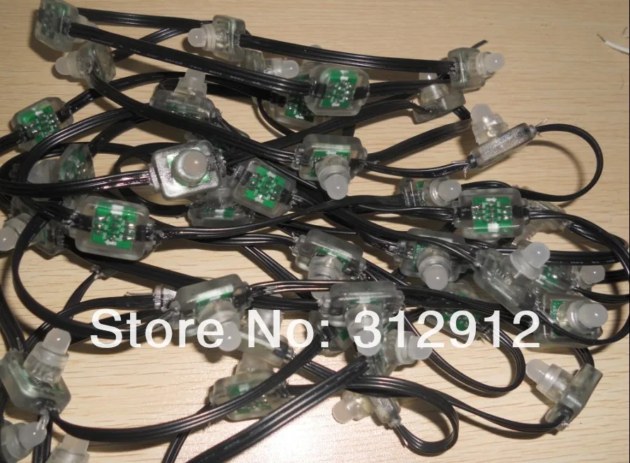 Ws2811 чип, полноцветный светодиодный Smart пиксель узел, DC5V вход, 50 шт. строку, со всеми черный кабель; Тип литья под давлением