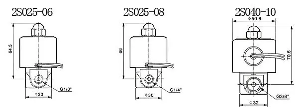 1/4 ''Электрический Соленоидный клапан из нержавеющей стали FKM 2S025-08 DC12V, DC24V, AC110V или AC220V