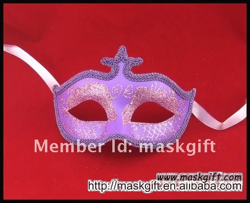 Популярные 6.5 Дюймов фиолетовый цвет венецианские маски для маскарада