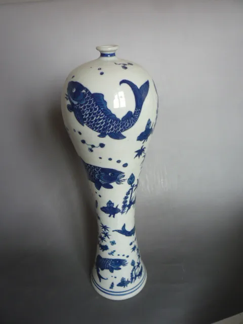 Редкий Qianlong(1711-1799) Qinghua фарфор лотоса и ваза в виде рыбы, лучшая коллекция и украшение