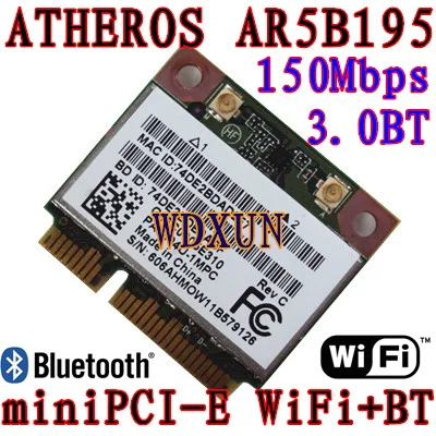 Atheros AR5B195 Беспроводная Bluetooth половина PCI-E карта wifi 150 Мбит/с Bluetooth 3,0 WWAN