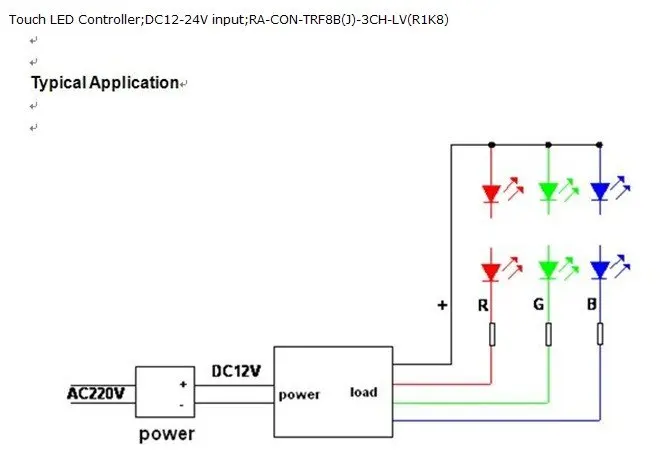 Светодиодный контроллер touch; DC12-24V вход; RA-CON-TRF8B(j)-3CH-LV(R1K8