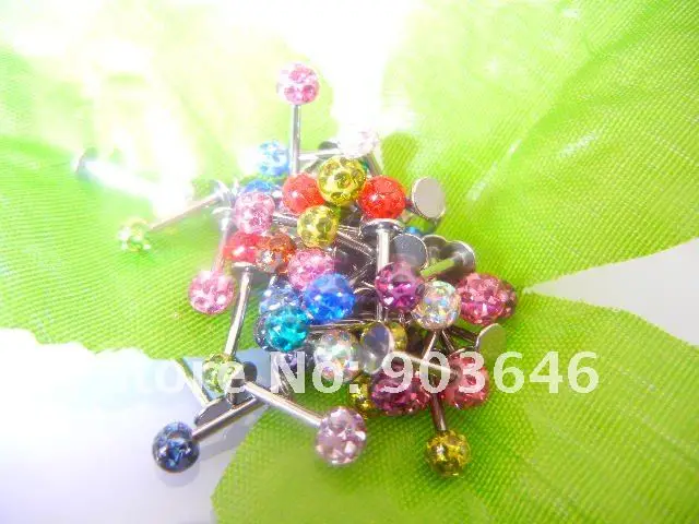Бесплатная пересылка Lot50pcs Средства ухода за кожей пирсинг ювелирные изделия-16 г x8x3mm Кристалл Самоцветы губ губная кольцо Бар губ/уха Helix