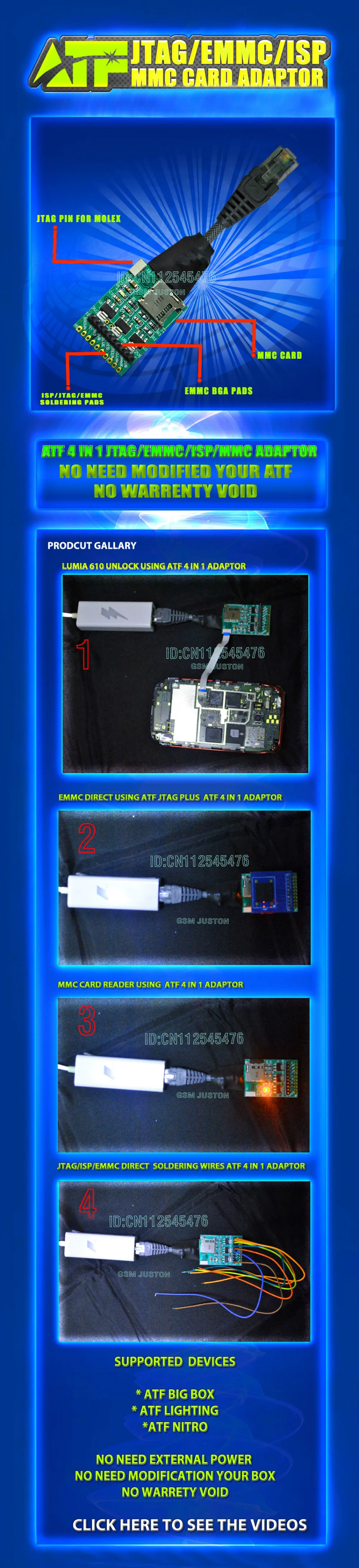 Продукт программатор ATF JTAG/EMMC/ISP/MMC карта ATF-V3 все в 1 основной адаптер для ATF большой коробки/нитро/освещения