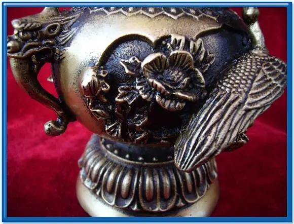 Очень редкая династия Мин(xuan de1426-1438) Медь даргон ваза с изображением птицы Феникс