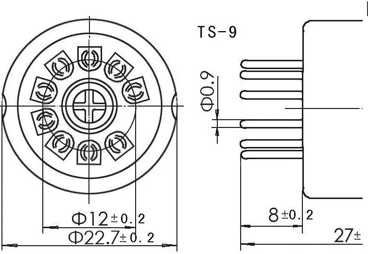 8 шт. бакелит 9-контактный разъем TS-9 трубки розетки 9 pin для 12AX7 12AY7 12AZ7