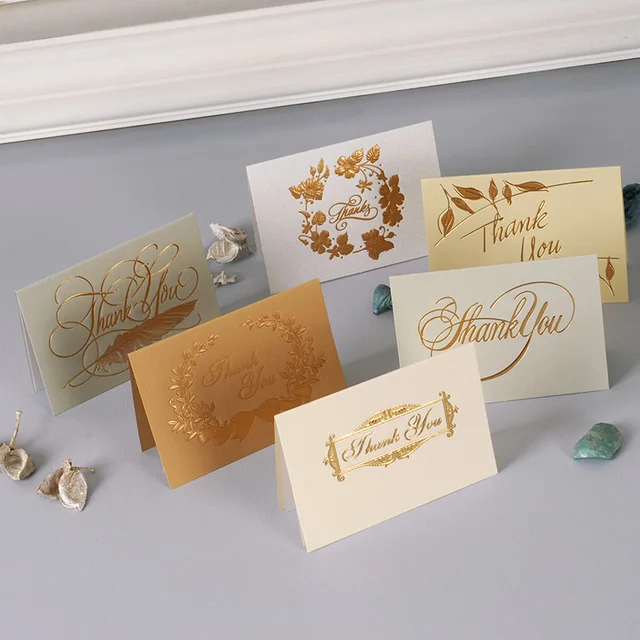 mini size 12set gold mix style thank you card leave message cards