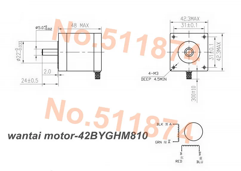 Лидер продаж! Wantai 10 шт. Nema17 шаговый двигатель 42BYGHM810 0,9 градусов 4200g. см 48 мм 2.4A CE по ограничению на использование опасных материалов в производстве ISO 3D-принтеры Makerbot Reprap