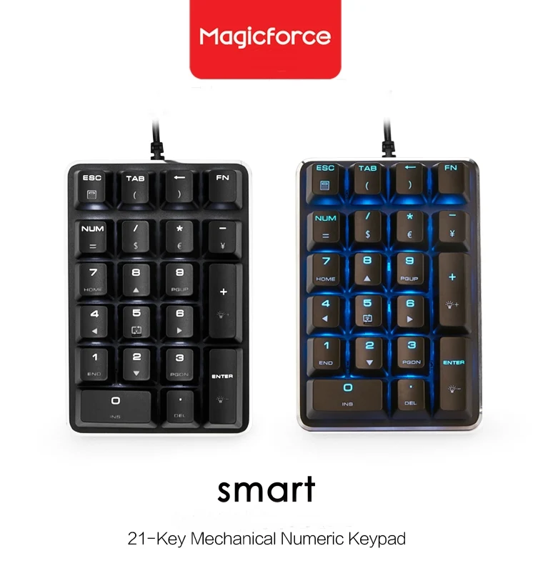 Magicforce проводной смарт-21-клавиша Механическая цифровая клавиатура Gateron переключатели(светло-голубой Подсветка