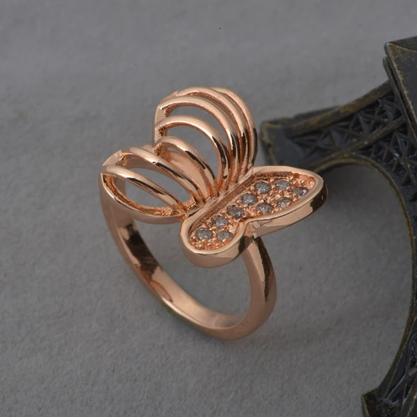 Винтажное обручальное кольцо бабочка Vlinders модные кольца с фианитами женские