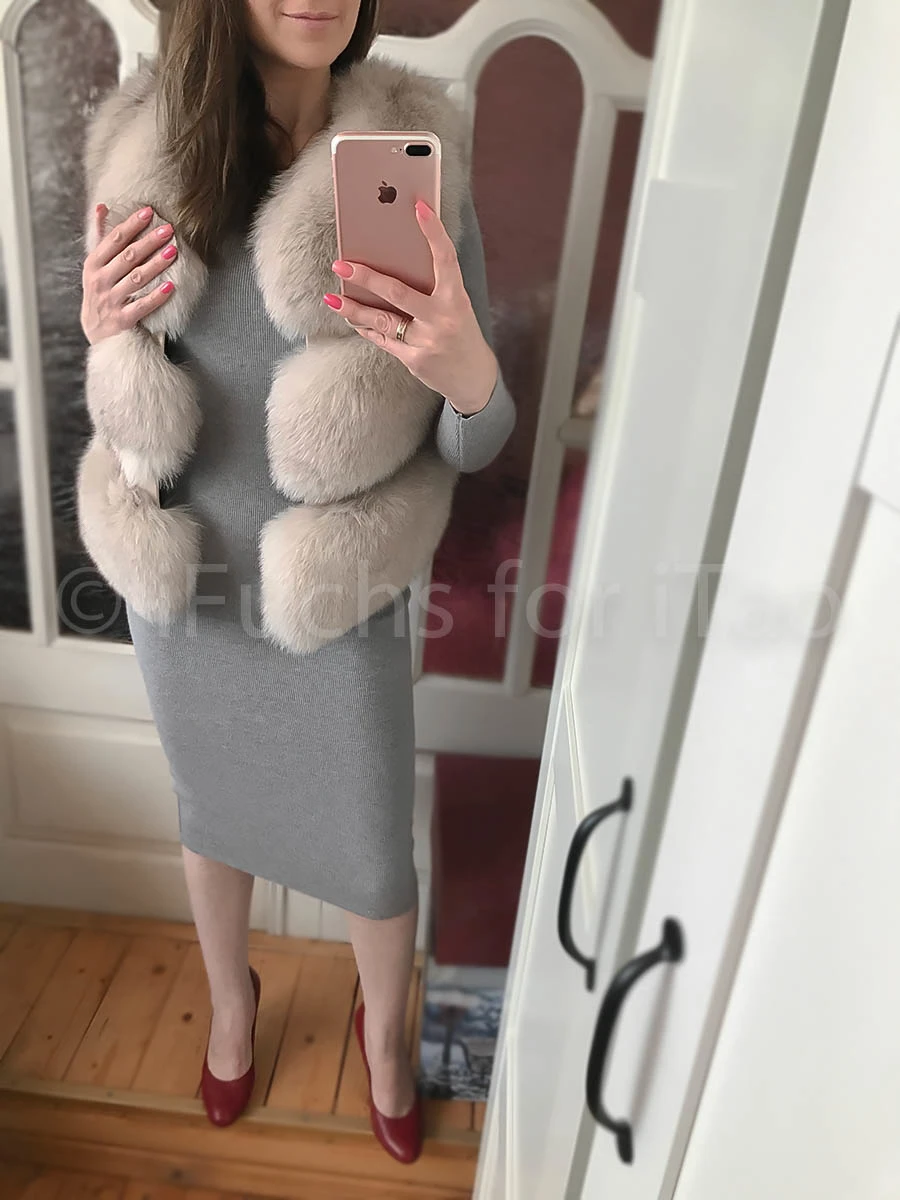 QC9437 high end fashion natural fox fur vest garment FREE SHIPPING