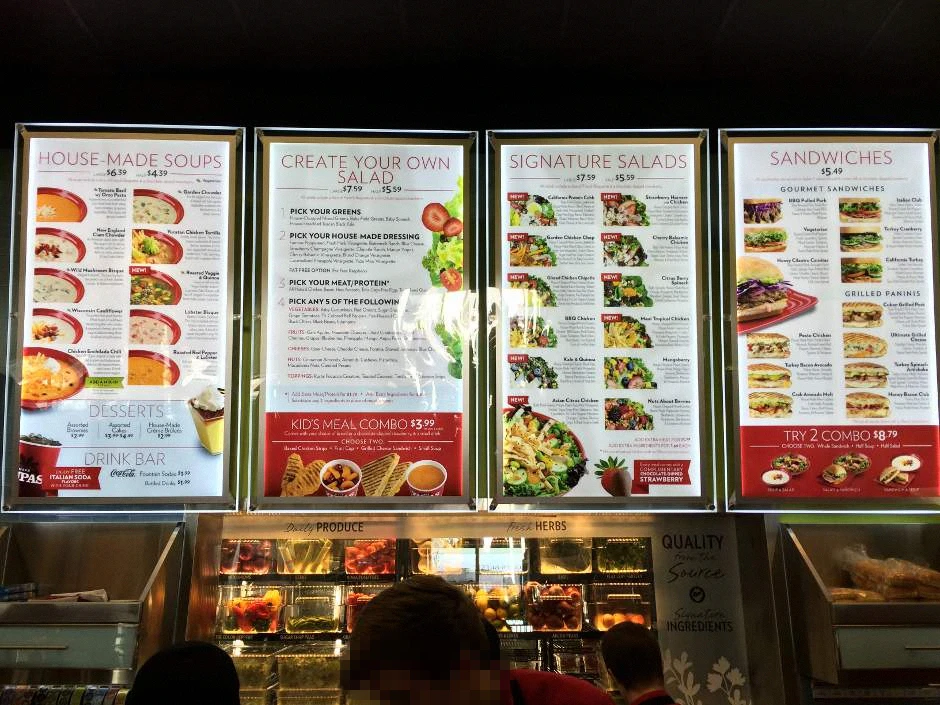 4PCS Acrylic Frame LED Illuminated Menu Boards Backlit Poster Light