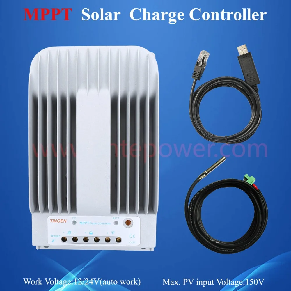 Tracer4215BN 12 V/24 V автоматическая работа 40a 150 v mppt Солнечный контроллер+ usb кабель+ кабель датчика