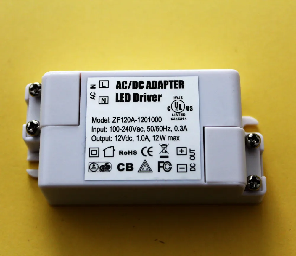 50 шт./лот, постоянное напряжение 12V1A 12 Вт, UL ce gs SAA CB сертификация, Светодиодный драйвер питания