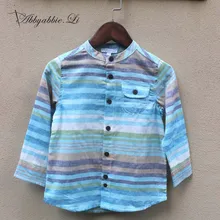 2016 New arrival Spring Autumn Fashion baby boys shirts colorful striped cotton stand collar navy style boy shirts #161014_h81