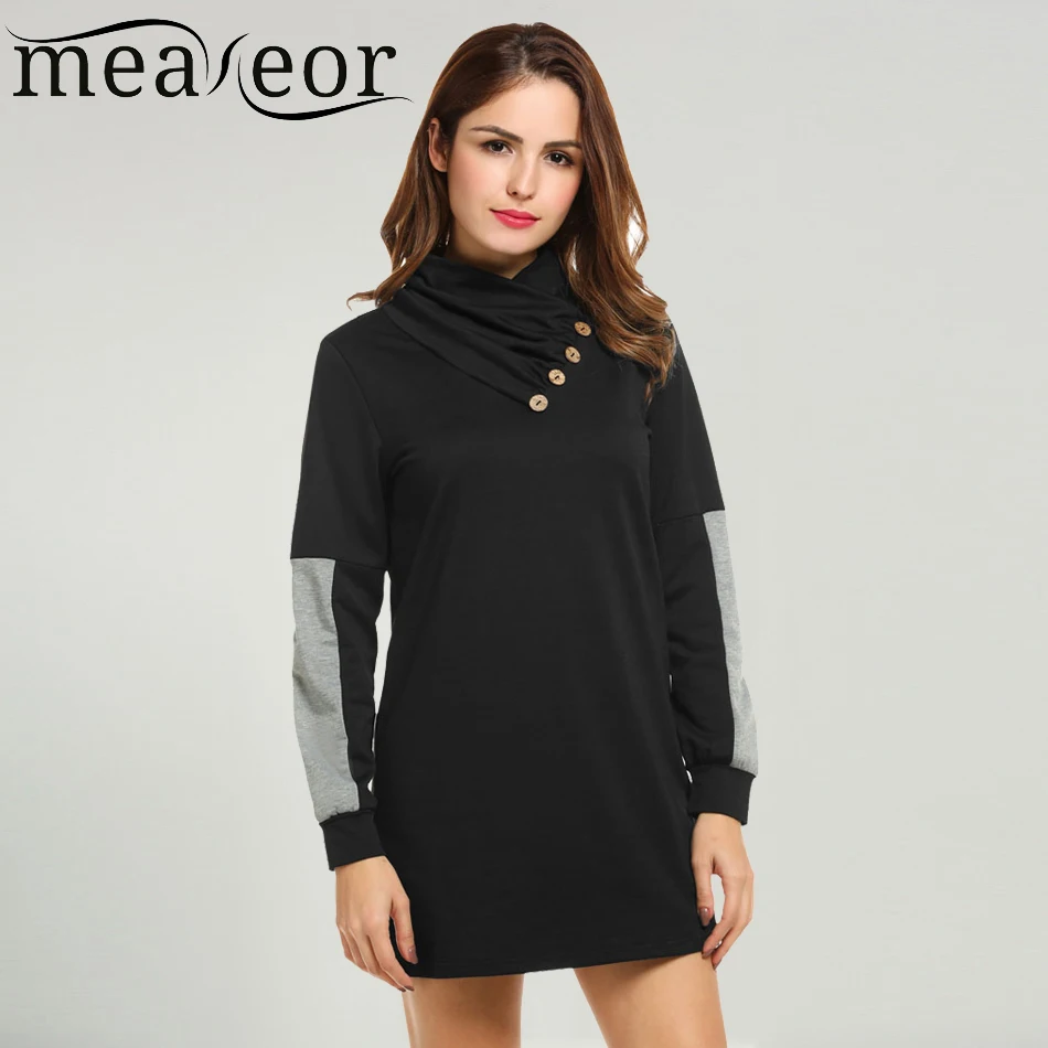 Женское платье свитер Meaneor длинный Повседневный пуловер с длинными рукавами и