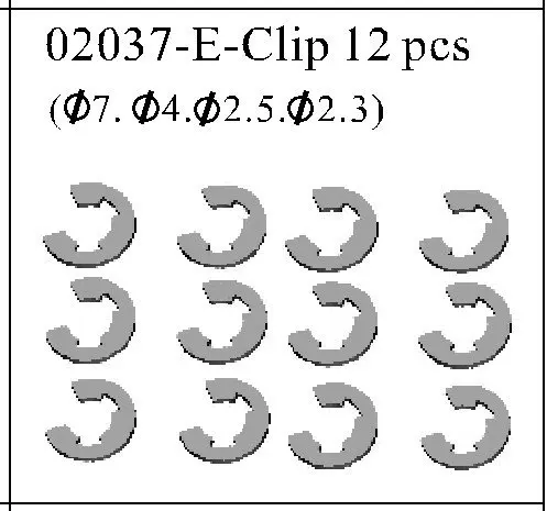 02037 E-clip Dia 2.5 *12P HSP 1/10th EP Car Parts 94103/94107/94111/94112