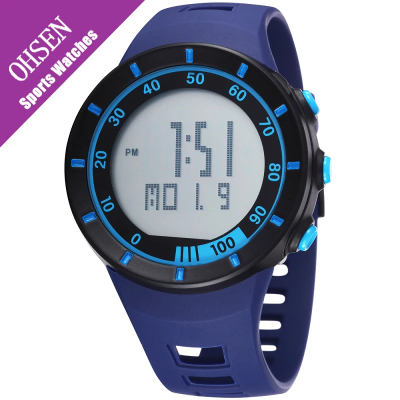 Ohsen Wristwatch Mens Digital Water Resistence Stopwatch Popular Casual Fashion Outdoor Rubber Simple LED Men Sport