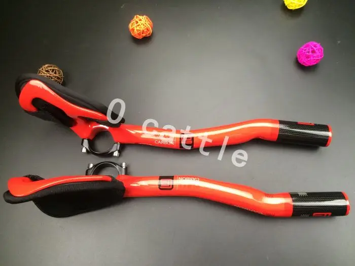 Carbono fibra DE Bicicleta DE estrada o apoio braco resto guiador tt aerobar Triathlon bar Bicicleta guiador pecas - Цвет: Светло-зеленый