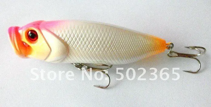 Горячая топ воды 30 шт. поппер кривошипно жесткого пластика baits14.3g / 8 см 4 крючки колебание рыболовные приманки бас рыболовные снасти воблеры рыбалка pesca