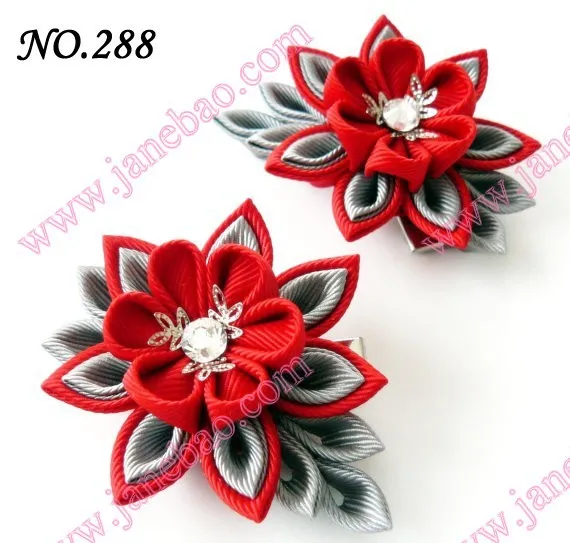 Новые 280 шт. " два слоя Kanzashi цветок заколки моды девушка Bow заколки