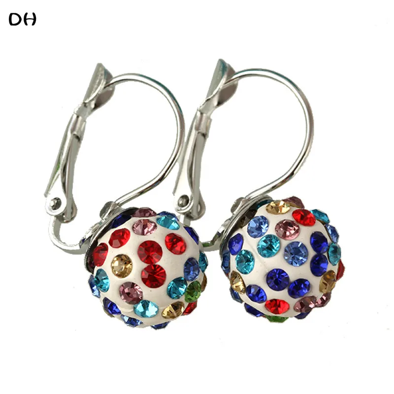 

Fashion Stud Earring New Women Jewelry Multiple Colors Shining Crystal Ball Earring Ear Clip Special Gift For Women Red E1702