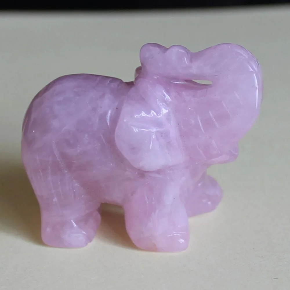 44 мм слон резная статуэтка совы Натуральная роза кварцевые камни для подарков