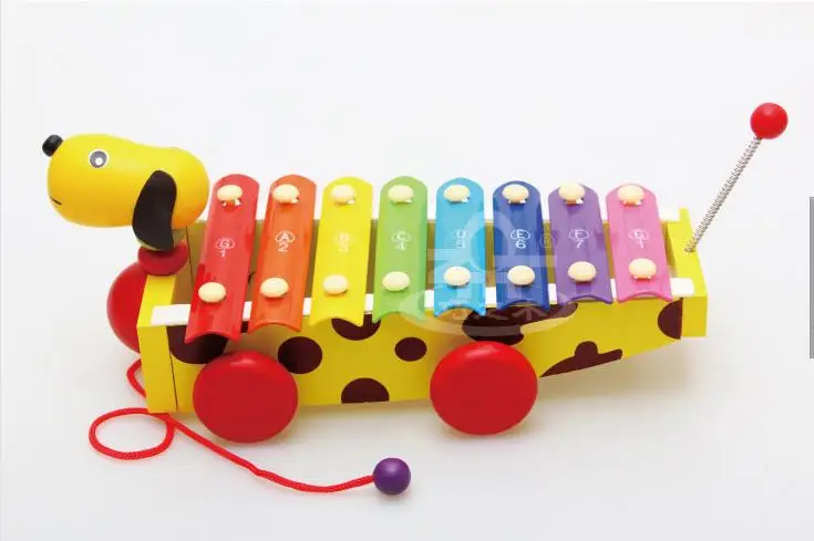 Классический Ксилофон для детей, деревянная музыкальная игрушка, музыкальные инструменты, детские развивающие деревянные желтые музыкальные игрушки для собак