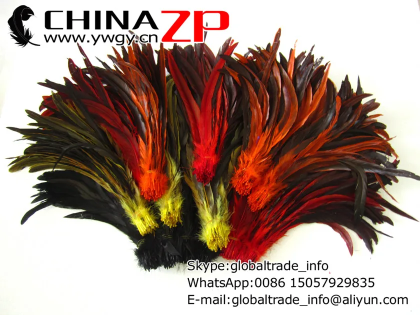 Ведущий поставщик CHINAZP завод 100 шт./лот 30~ 35 см(12~ 14 дюймов) длина высокое качество окрашенные красные и натуральные хвостовые перья птиц