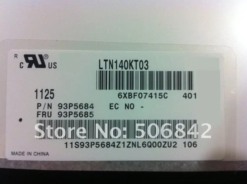 14," ноутбук светодиодный экран LTN140KT03, 1600x900