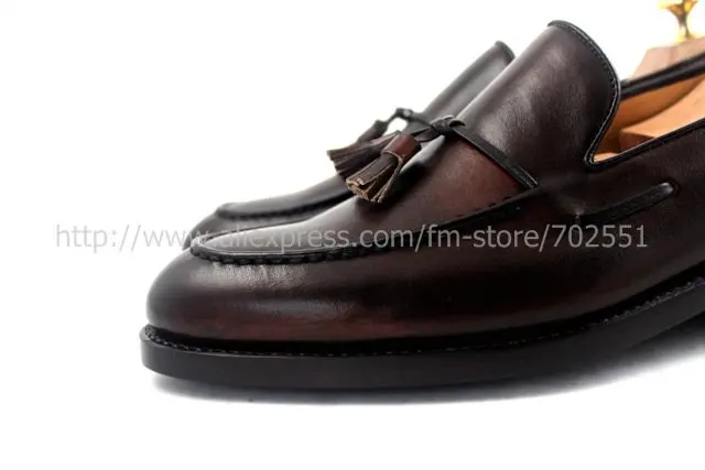 Free shipping goodyear welt handmade men's calfskin color coffee shoe No.Loafer 23